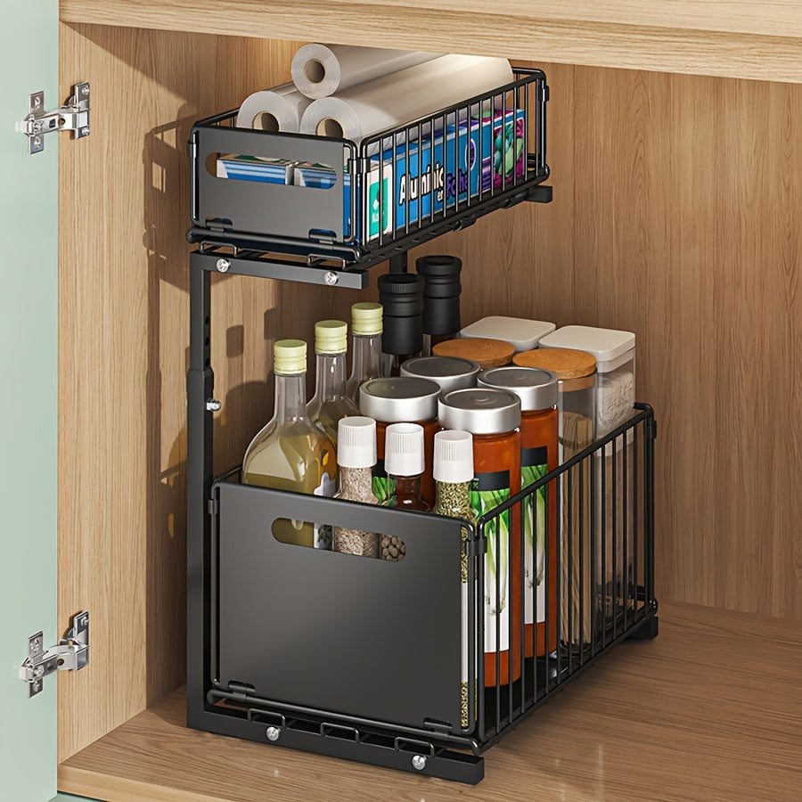 StorEase™ - Double-Tier Pull-Out Organizer for Quick Cabinet Access ...