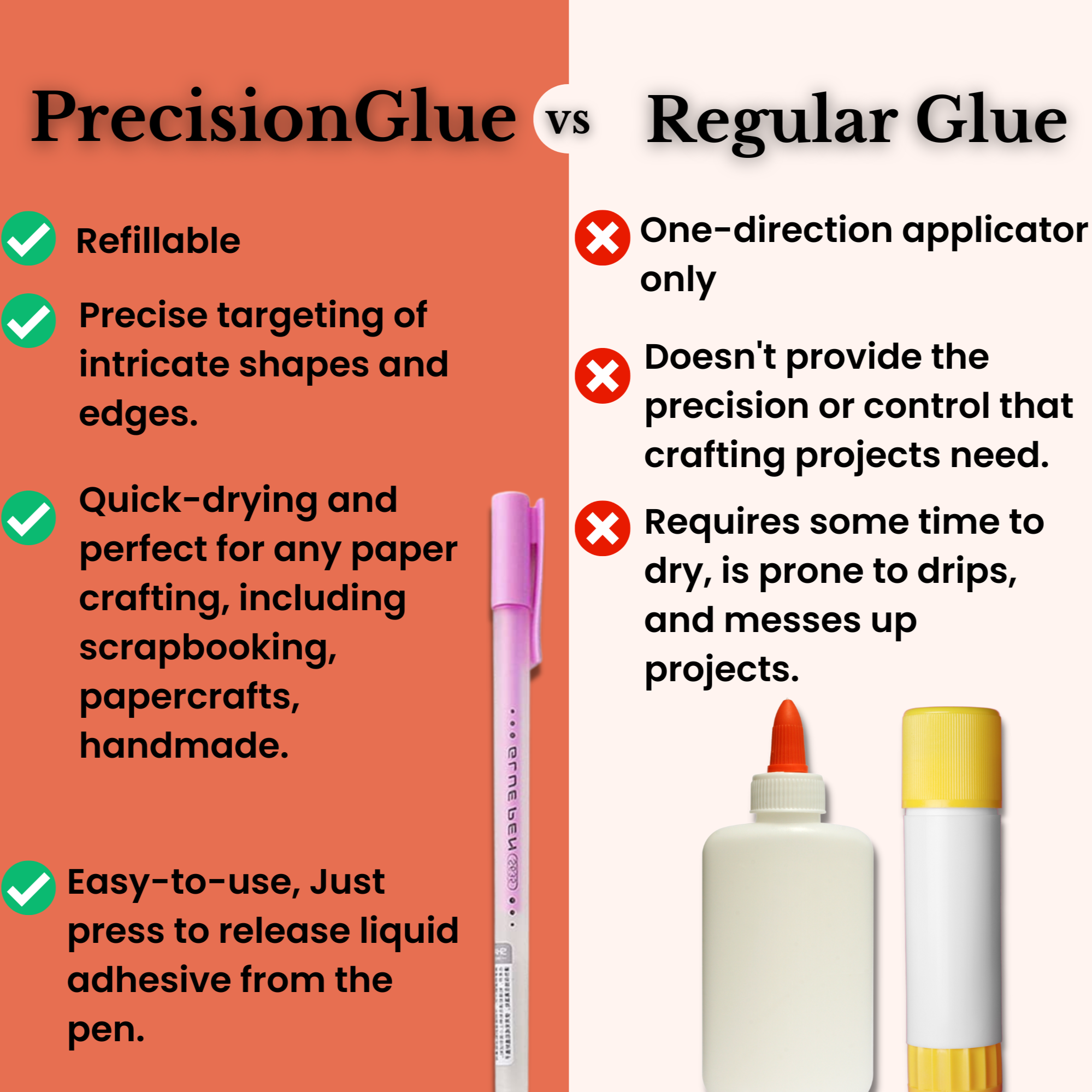 3+3 Free | PrecisionGlue™ | Refillable Roller Tip Glue Sticks [Last Day Discount]
