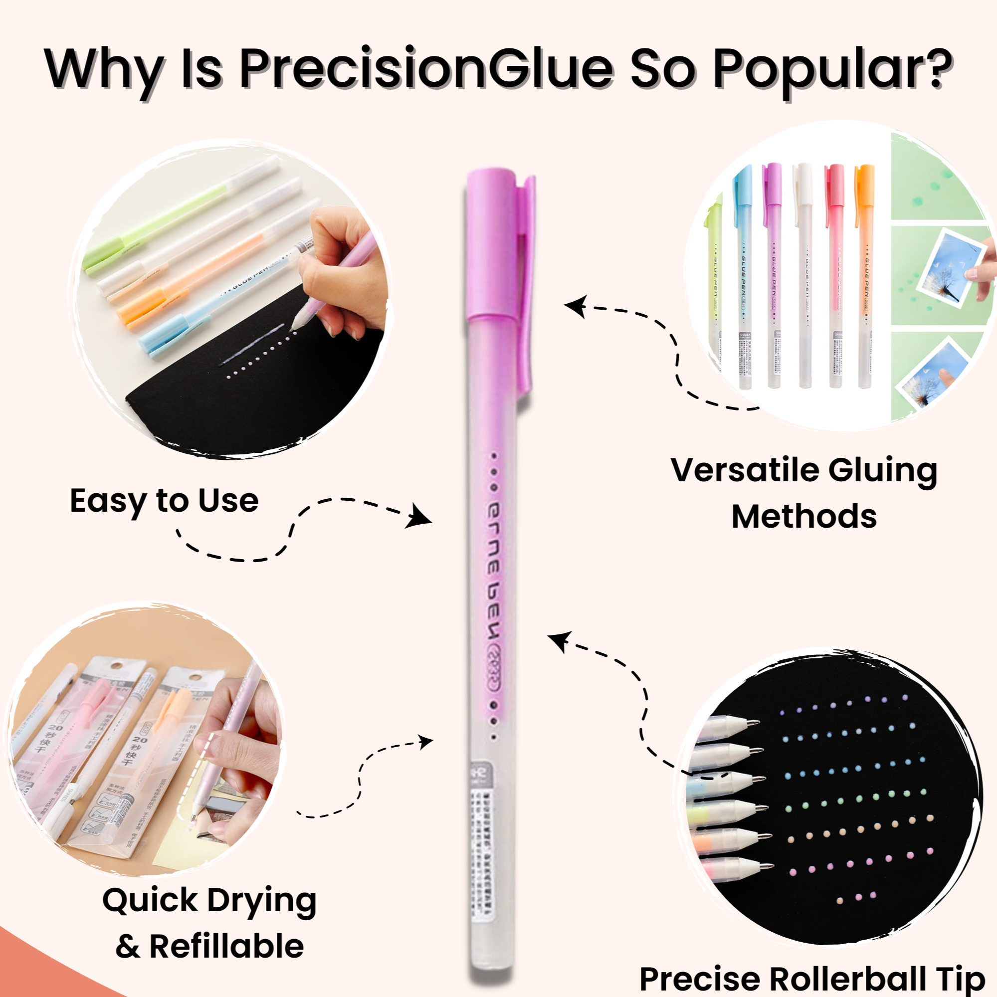 3+3 Free | PrecisionGlue™ | Refillable Roller Tip Glue Sticks [Last Day Discount]