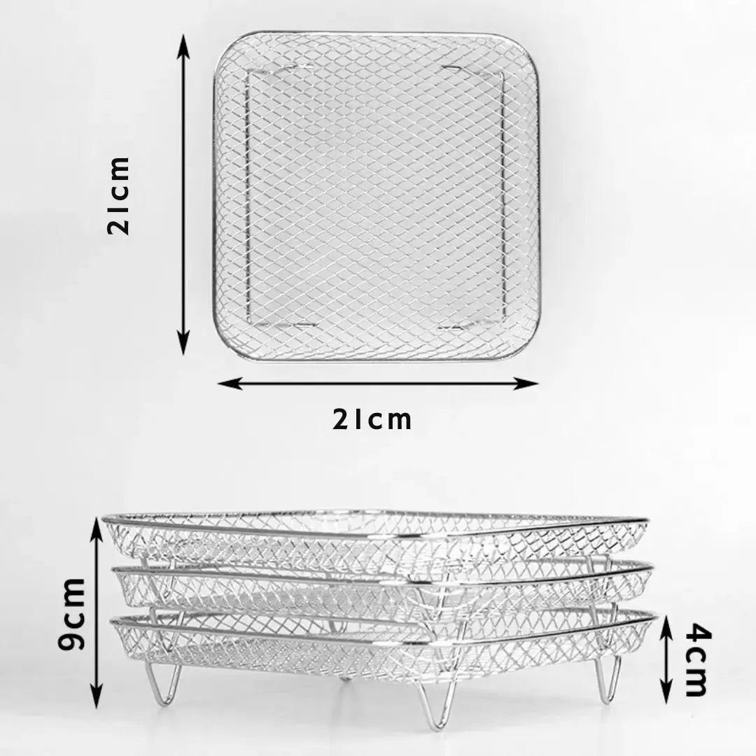 FryLayers | 3 stackable baskets + 2 tongs free of charge – more space for cooking, less waiting time